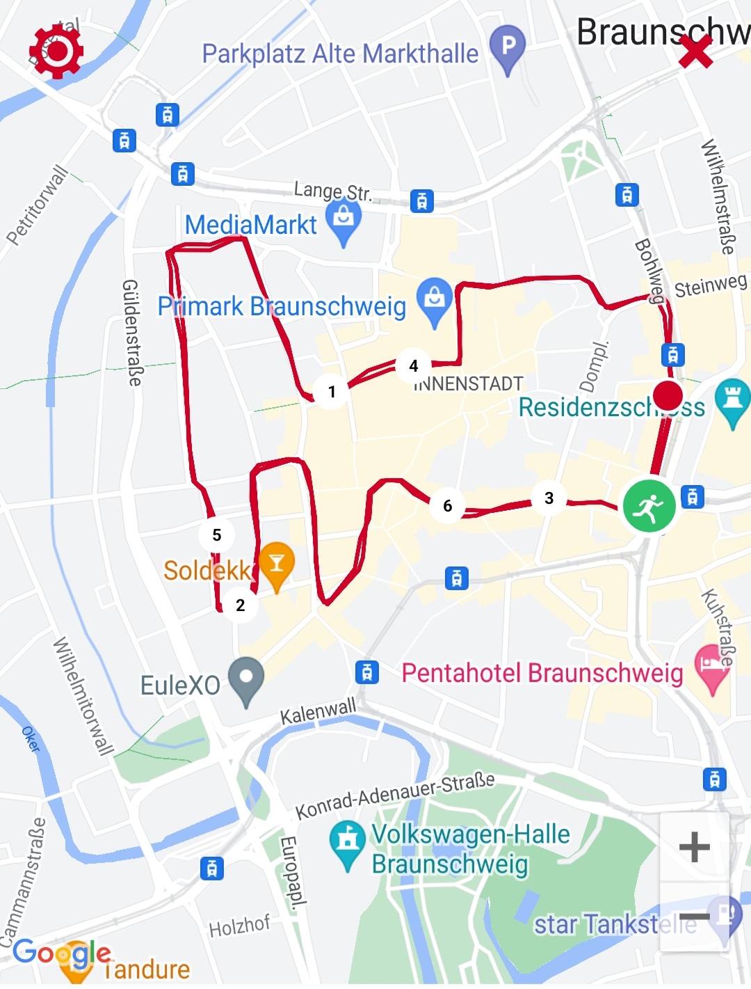 Nachtlauf Braunschweig 2022 Strecke