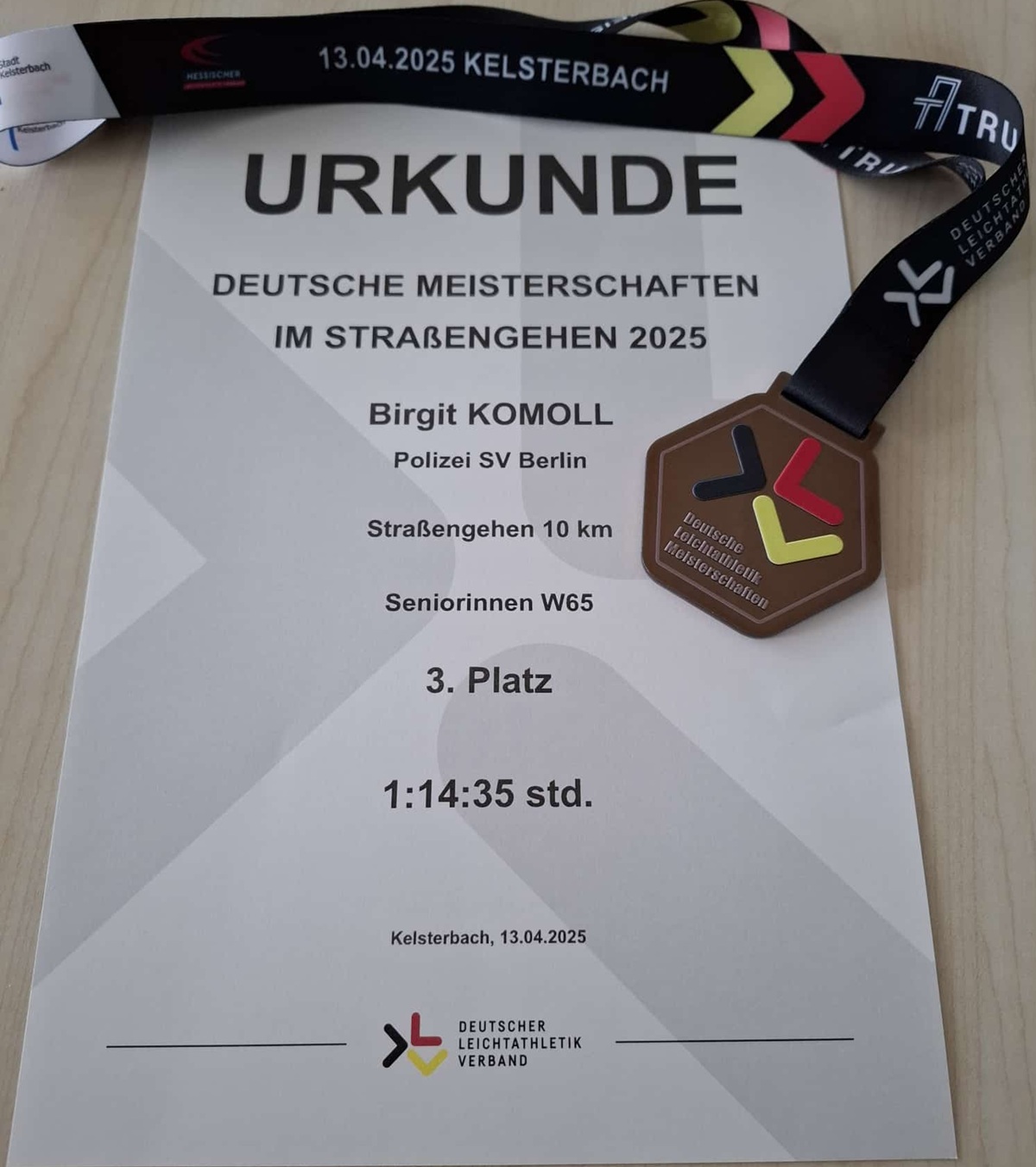 Birgit Urkunde DM 10km Strassengehen